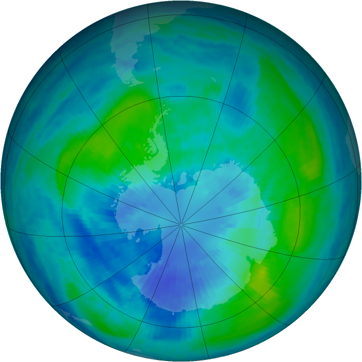 Antarctic ozone map for 28 March 2001
